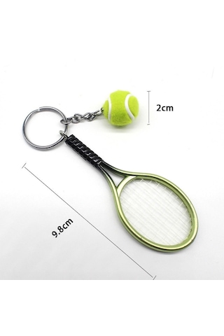 Lunaev Gerçekçi Tenis Raketi Tasarımlı Şık Anahtarlık Kolye Çanta Süsü Tennis Keychain Selfie Çubuğu