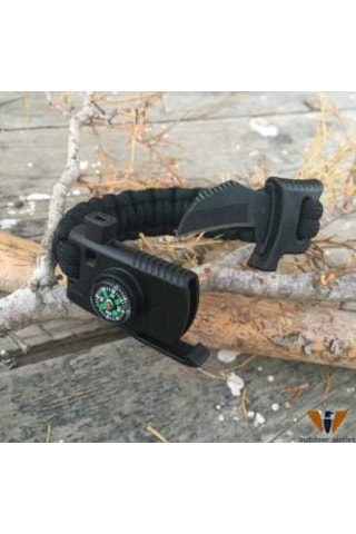 Kamp Bıçaklı Paracord Paraşüt İpi Survival Bileklik 5 Özellik 1 Arada 18 CM Çok Renkli