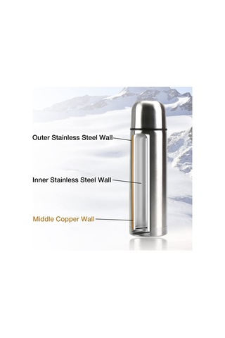 Honmex 304 Çelik İçli Çift Katlı Vakumlu Termos Bardak, 6-12 Saat Isı Saklama, 500ml, Doğal Rengi Diğer