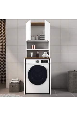 Ferniso Mobilya Çamaşır M. Dolabı Kapaklı Alt Üst Takım Beyaz