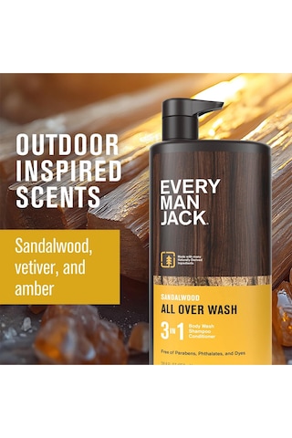 Every Man Jack Sandalwood 3 Ü 1 Arada Şampuan Saç Kremi Ve Duş Jeli 852ml Tüm Saç Tipleri