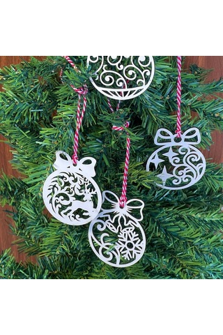 Büro Ev Partisi İçin 10parça Kırmızı Beyaz İpli Fiyonk Model Ahşap Yılbaşı Ağaç Süsü