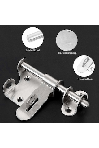 Sürgülü Kapı Mandalı Cıvatası Mandalı Kalınlaştırılmış Paslanmaz Çelik Sağlam Dayanıklı Kilit Delikli Banyo Mutfak Bahçe Yatak Odası Dolap Dış Mekan