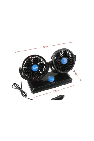 Point 360 Dönebilir 12V Araç Içi Torpido Üstü Çift Fanlı Oto Vantilatör