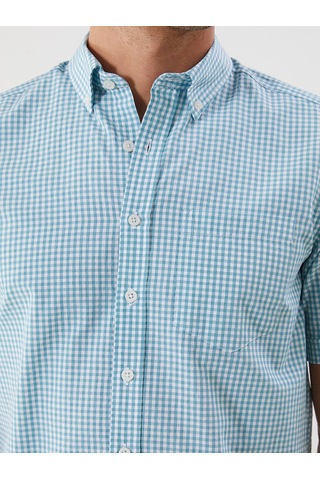 Lcwaıkıkı Classic Yeşil Regular Fit Kısa Kollu Ekose Poplin Erkek Gömlek