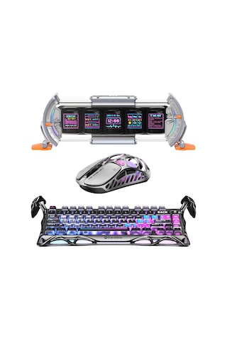 Gravastar K1 Pro Mekanik Gaming Klavye, X Pro Kablosuz Optik Mouse Ve Dijital Resim Çerçevesi Oyuncu