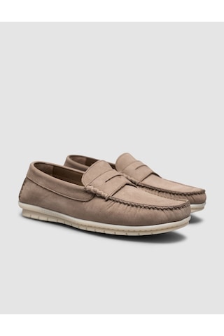 Cabani %100 Hakiki Deri Bej Süet Erkek Loafer Bej