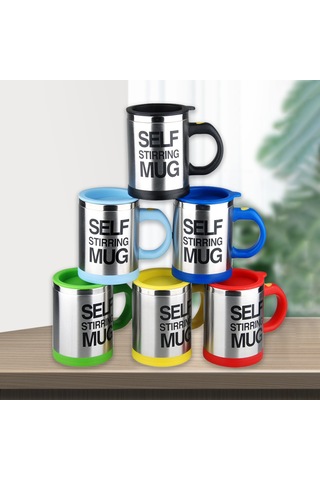 Vkemall 400ml Çift Katlı Paslanmaz Çelik Otomatik Kahve Karıştırıcı Bardak - Akıllı Elektrikli Karıştırıcı, Sıcak/soğuk İçecekler İçin Ev/ofis Hediyelik Bardak Siyah