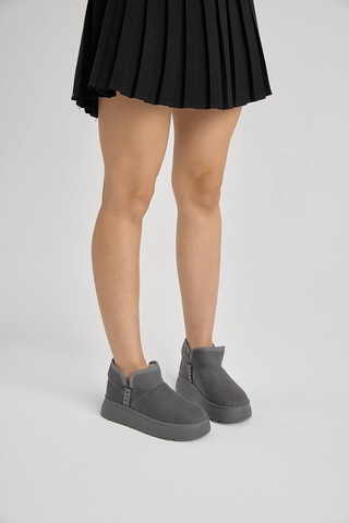 Kalın Poli Taban İçi Astarlı Süet Görünümlü Kadın Füme Günlük Bot Tbprf005 Füme