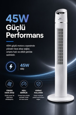 Ev-116 Dikey Kule Tipi Vantilatör Modern Tasarım Etkili Serinlik