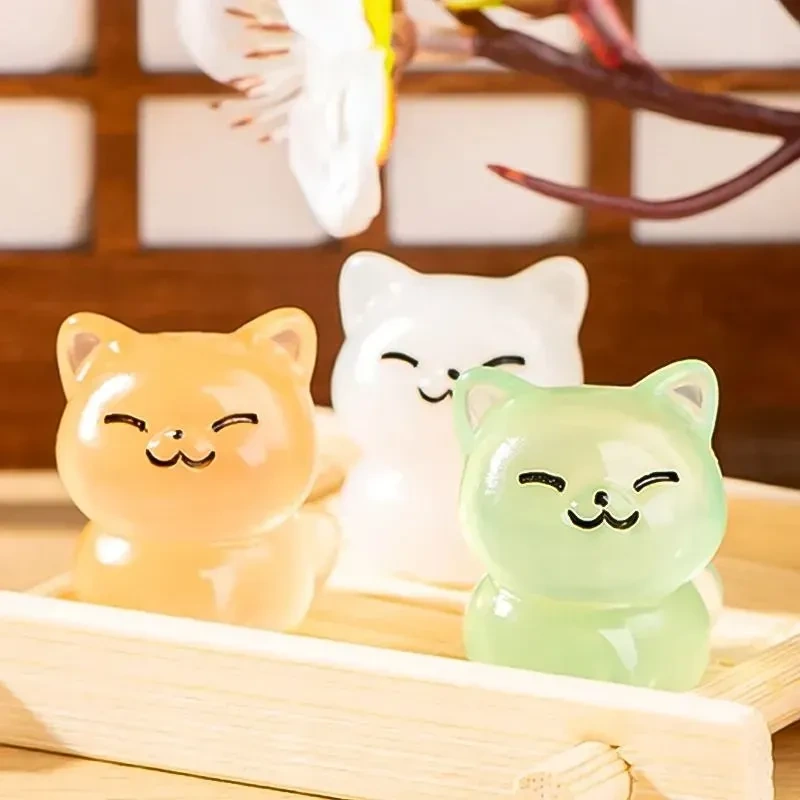 Kosona 5'li Işıyan Kedi Figür Seti, Renkli Dekoratif Heykel, Gündüzden Akşama Süs, Ev Bahçe Dekoru Beyaz, Pembe, Turuncu, Mavi, Yeşil