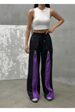 Paradise Urban Zip Track Pant Blok Detaylı Mor