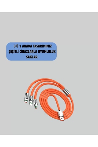 Home 120 W Şarj Ve Veri Aktarımı Kablo 3 Başlıklı Çok Amaçlı Kablo Yüksek Hızlı