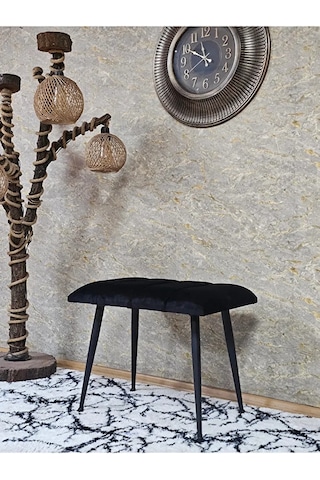 Siyah Sivriltmel Ayaklı 60 Cm Puf Bench - Puf - Bench - Oturak - Çok Renki