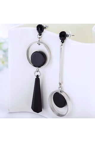 Gümüş Moda Geometrik Uzun Asimetri Küpe Taklidi Daire Kulak Damızlık Yeni Akrilik Büyük Küpe Çok Renkli