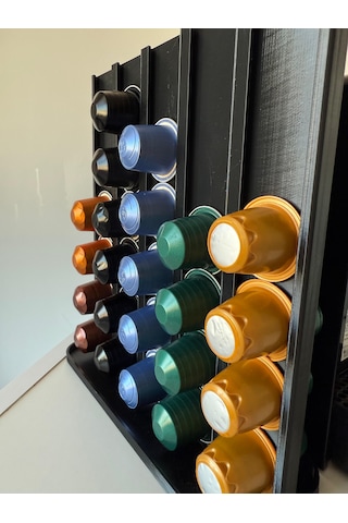 Kapsül Kahve Tutucu Dekoratif Standı 60 Kapasiteli Nespresso Siyah