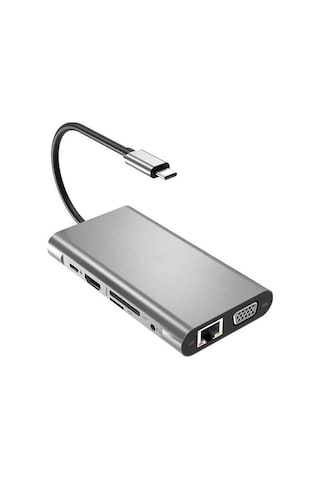 Uyumlu Type-c Usb-c To 4 Usb 3.0 4k 1080p Hd Hdmı Vga Pd Aux Ses Sd Tf Kart 11ın1 Çevirici Hub