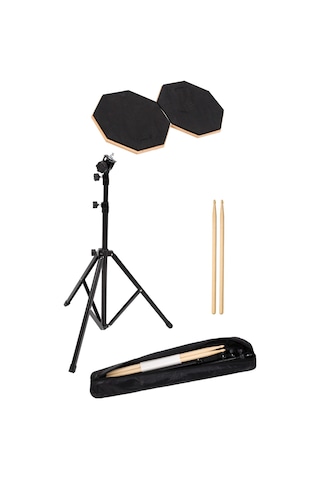 Bateri Davul Drum Pratik Pedi Pad Seti Standlı Baget Tekli Set