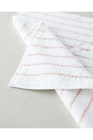 Mono Stripe Pamuk Ayak Havlusu 50x70 Cm Beyaz - Pembe
