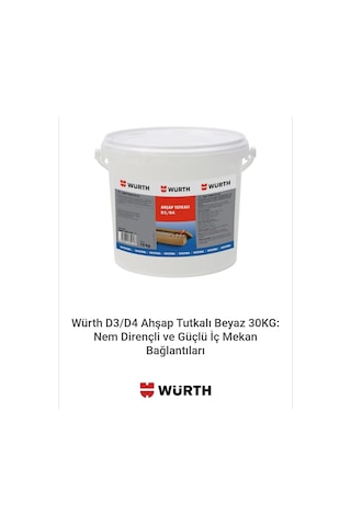 Würth D3/d4 Ahşap Tutkalı Beyaz 30kg: Nem Dirençli Ve Güçlü İç Mekan Bağlantıları