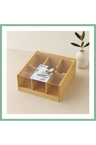 Bşkvirgo 6 Bölmeli Bambu Poşet Çay Kutusu 21x20x10 Cm Bsk2026 Çok Renkli