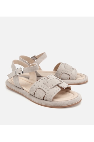 Hotiç Kadın Süet Deri Bej Yumuşak Dokulu Comfort Düz Sandalet 01sah328090a310 01sah328090a310