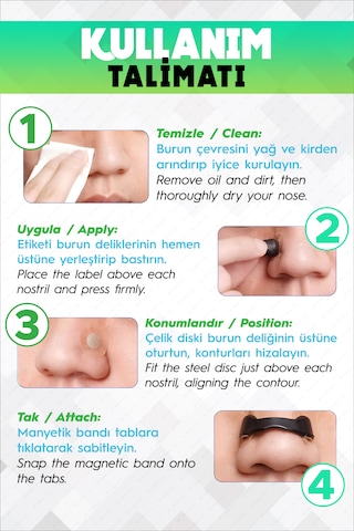 Premium 15 Li Siyah Manyetik Burun Bandı Seti Rahat Nefes, Kola