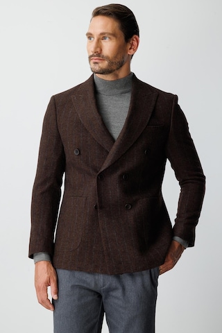 Erkek Kiremit Slım Fıt / Dar Kalıp Geniş Kırlangıç Ceket-20008 Kahverengi