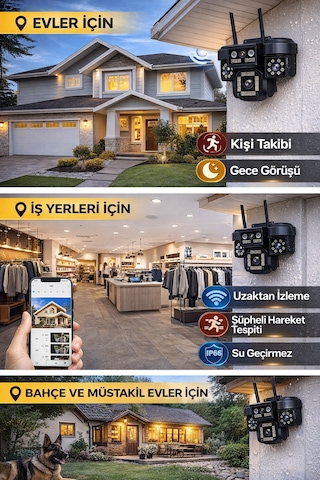 O-kam Ok202 Wifi 12mp 4 Lens Gece Görüş Sesli Lens Akıllı Güvenlik Kamerası
