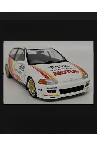 Solido 1:18 1992 Honda Civic Eg6 Works Mugen Racing White Model Araba