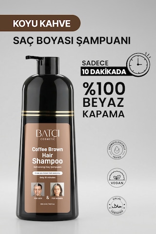 Batçı Beyaz Saçlar İçin Koyu Kahve Anında Etkili Saç Boyası Şampuan 350 ML
