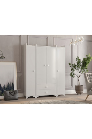 Patiko Swing Bdlp 050 4 Kapılı Dolap Beyaz