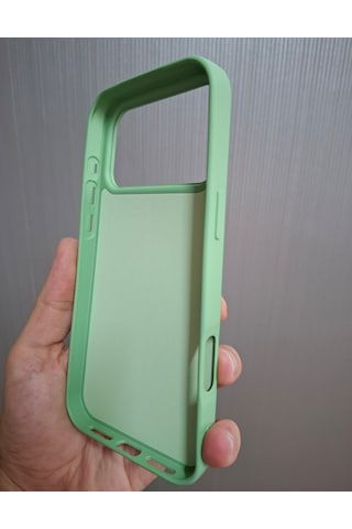 Apple Uyumlu iPhone 17 Pro Max Logolu İçi Kadife Silikon Lansman Kılıf Açık Yeşil