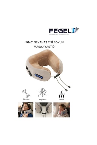 FG-01 6D Çift Yönlü Isıtmalı Şarjlı Masajlı Boyun Yastığı - Bej