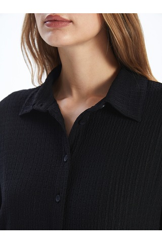 Lcwaıkıkı Classic Siyah Dokulu Oversize Kadın Gömlek Tunik