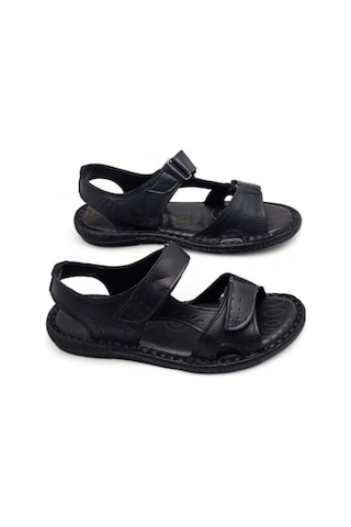 Magic Shoes Hakiki Deri Ortopedik Erkek Sandalet Siyah-yeni Siyah