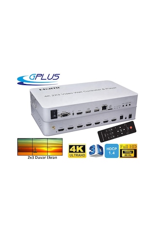 Gplus 4Kvw344P 2X3 Video Wall Controller Hdmı Wifi Duvar Ekran