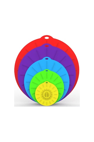 Tencereler Ve Tavalar İçin Silikon Kapaklar, 5 Paket Evrensel Silikon Gıda Kapakları, Yeniden Kullanılabilir, Isıya Dayanıklı Ahşap