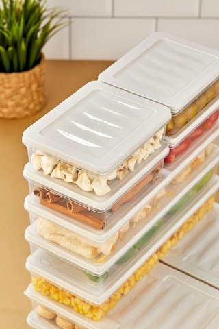 Multi Box 10 Parça 4 Farklı Boy Saklama Kabı Seti - Dondurucu & Mikrodalga Uyumlu Krem