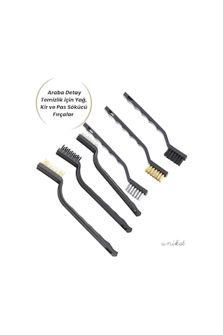 3'lü Tel Fırça Seti Tel, Bakır, Plastik Araba Detay Temizlik İçin Yağ, Kir Ve Pas Sökücü Fırça Unikat