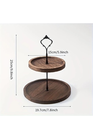 Topshop1 1 2 3 Katlı Rustik Koyu Ahşap Pasta Standı Light Burn Model Parti Dekorasyonu