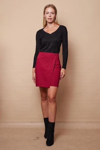 Kadın Yüksek Bel Kruvaze Model Hafif Likralı Şık Kumaş Ofis Kalem Etek-bordo Bordo