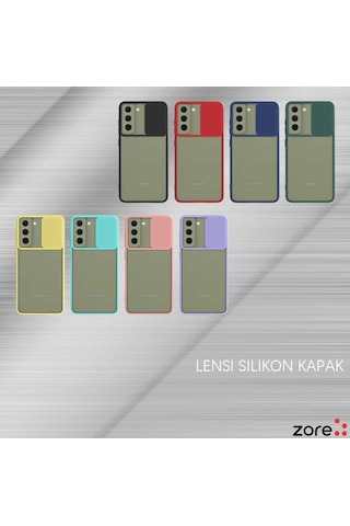 Noktaks Samsung Galaxy Uyumlu S21 Fe Kılıf Slayt Sürgülü Arkası Buzlu Lensi Kapak Lila T18095