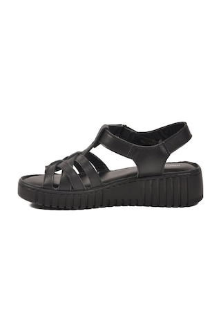 Pierre Cardin Siyah Hakiki Deri Cırtlı Kadın Günlük Topuklu Sandalet Pc-54787 Z Siyah