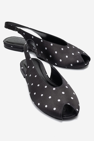 Luvi Shoes Serına Siyah Beyaz Puantiyeli Kadın Sandalet