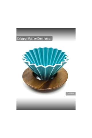 Ahşap Standlı Dripper Turkuaz Renk