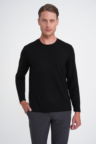 Efor Comfort Fit Bisiklet Yaka Uzun Kol Casual Siyah Tişört Ts 892 Siyah