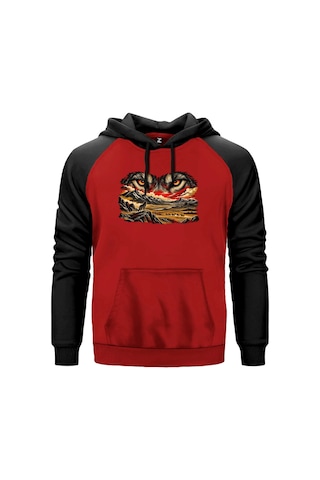 Bozkurt Bakışı Gri Renk Reglan Kol Sweatshirt Kapşonlu
