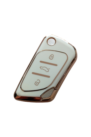 Cadillac Tipli Kd Keydiy Nb30 Uyumlu Kumanda Anahtar Kılıfı Oto Anahtarlık Beyaz - Gold