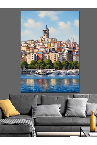 Ahşap Tablo Galata Kulesi Ve İstanbul Panoraması